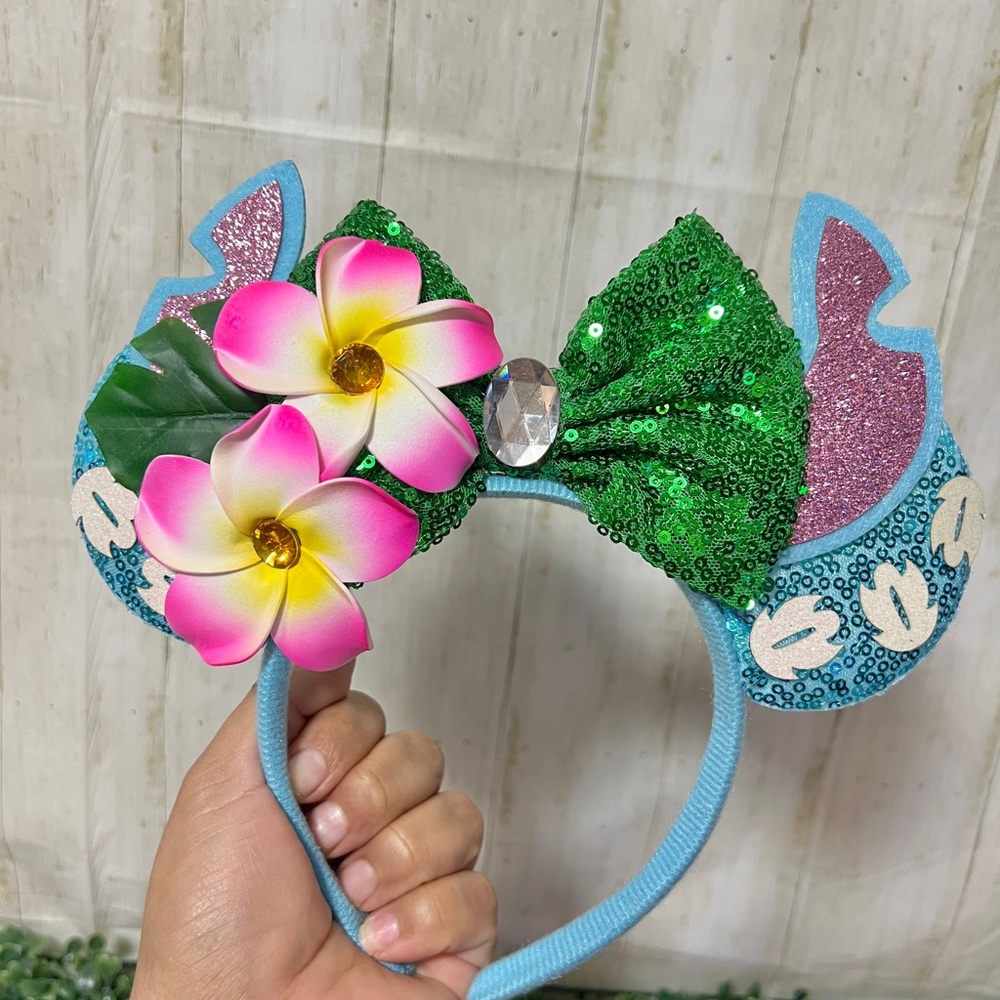 Sparkling Green and Pink Floral Kids Headband